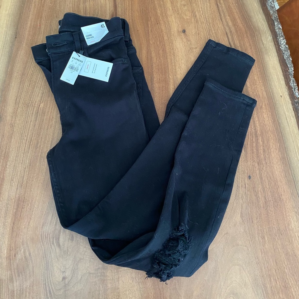 Express black jeans with ripped spots at knees 4s NWT